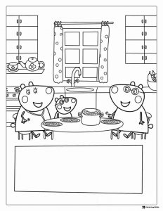 Peppa Pig Coloring Page Peppas family having dinner