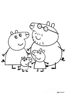 Peppa Pig Coloring Page The Peppa Pig family together