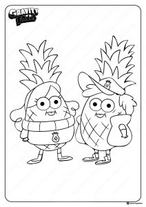 Pineapple Dipper and Mabel Coloring Page
