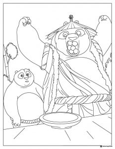 Po and Li Shan Kung Fu Panda Coloring Sheet shouting