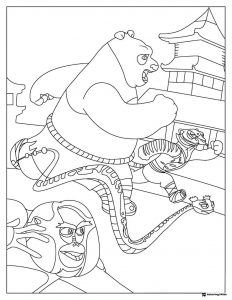 Po and Tigress Kung Fu Panda Coloring Page running