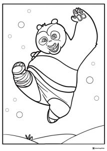 Po jumping in Kung Fu Panda Coloring Page