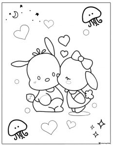 Pochacco and Pompompurin coloring page