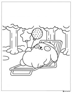 Pompompurin Coloring Sheet relaxing on a lounge chair