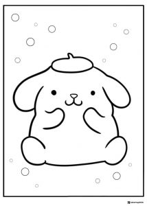 Pompompurin simple coloring page with circles