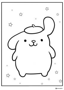 Pompompurin simple coloring page with stars