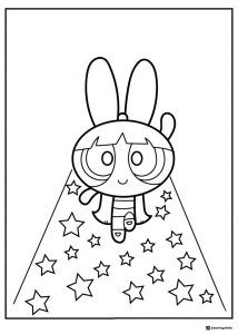Powerpuff Girl Coloring Page on Starry Path