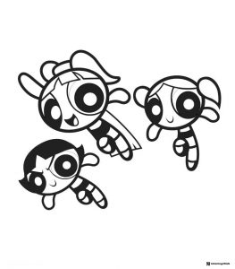 Powerpuff Girls Coloring Page Flying
