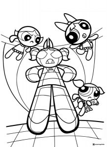Powerpuff Girls Coloring Page with Giant Girl