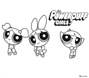 Powerpuff Girls Coloring Page with Logo