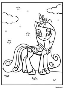 Princess Cadance with clouds and stars coloring