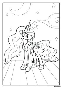 Princess Celestia at night with moon coloring