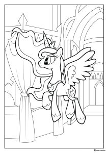 Princess Celestia inside castle coloring page