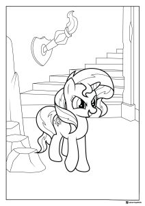 Princess Celestia standing by stairs coloring page