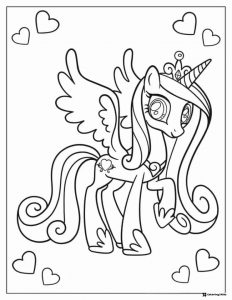 Princess Celestia with hearts My Little Pony coloring