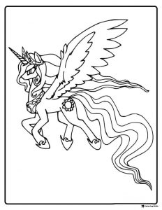 Princess Celestia with open wings coloring page