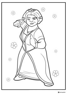 Princess Fiona in a fighting stance coloring page
