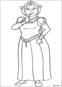 Princess Fiona posing with hand on chin coloring page