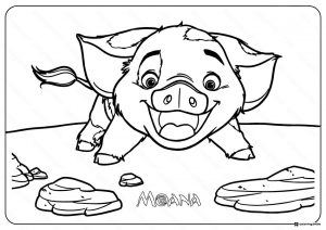 Pua Pig with Rocks Coloring Page