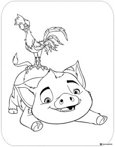 Pua and Heihei Friends Coloring Page