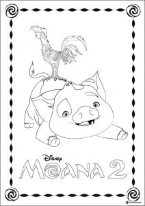 Pua and Heihei Moana 2 Coloring Page