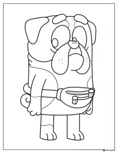 Pug Dog Coloring Sheet with Fanny Pack and Curious Look