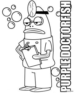 Purple Doctorfish with clipboard Coloring Sheet