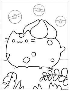 Pusheen Coloring Sheet as a Pokeball