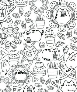 Pusheen Fast Food Coloring Page
