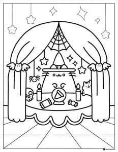 Pusheen Fortune Teller Coloring Page