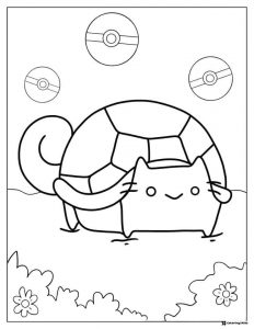 Pusheen Turtle Costume Coloring Page