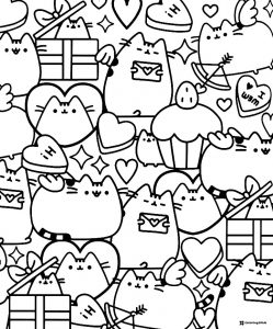 Pusheen Valentines Day Coloring Page