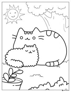 Pusheen and Stormy Outdoors Coloring Page
