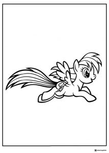 Rainbow Dash flying MLP coloring page