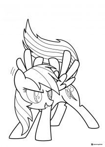 Rainbow Dash in an action pose coloring page