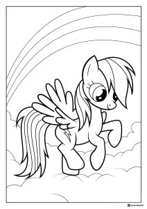 Rainbow Dash on clouds with rainbow My Little Pony