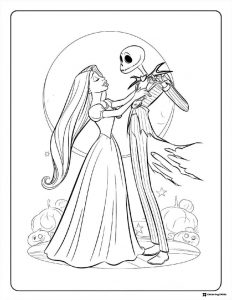 Rapunzel and Jack Skellington Coloring Page