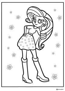 Rarity posing with flowers Equestria Girls coloring page