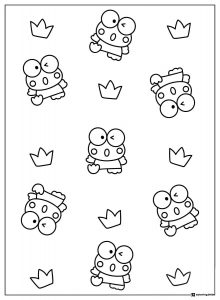 Repetitive pattern of small Keroppi characters coloring page