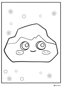 Rocky Lankybox Coloring Page with cute face and flowers