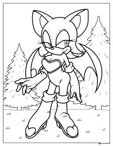 Rouge the Bat Coloring Page in Forest Clearing