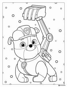 Rubble Coloring Page Holding Construction Scoop Arm