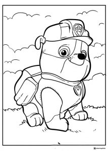 Rubble Coloring Page with Construction Hat and Vest