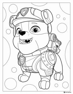 Rubble Coloring Page with Hard Hat and Construction Gear 2