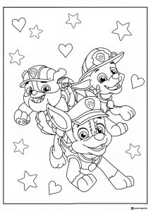 Rubble Marshall and Chase Flying Coloring Page