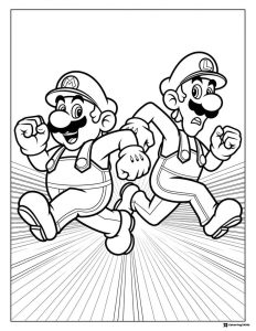 Running Mario and Luigi Coloring Sheet