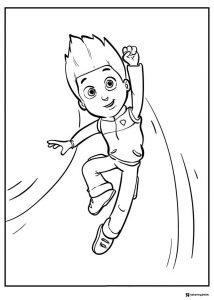Ryder Coloring Page Leaping with a Smile