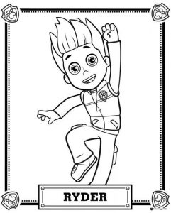 Ryder Coloring Page in Action Pose with Vest Outfit