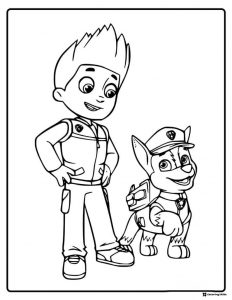 Ryder and Chase Coloring Page Standing Together and Smiling