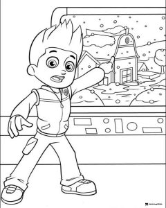 Ryder in Construction Scene Coloring Page